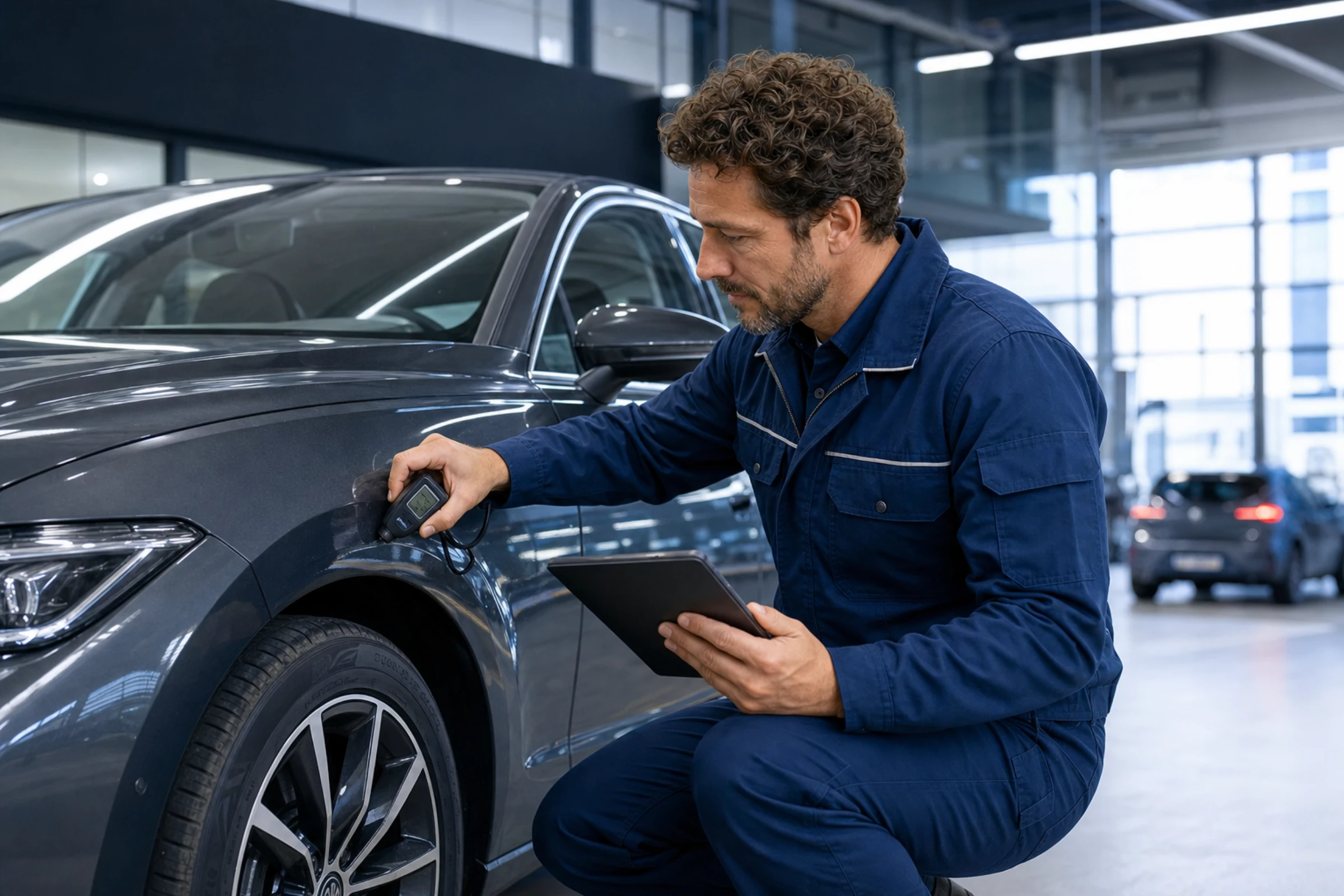 Sertifikuotas CarAudit technikas apžiūros metu